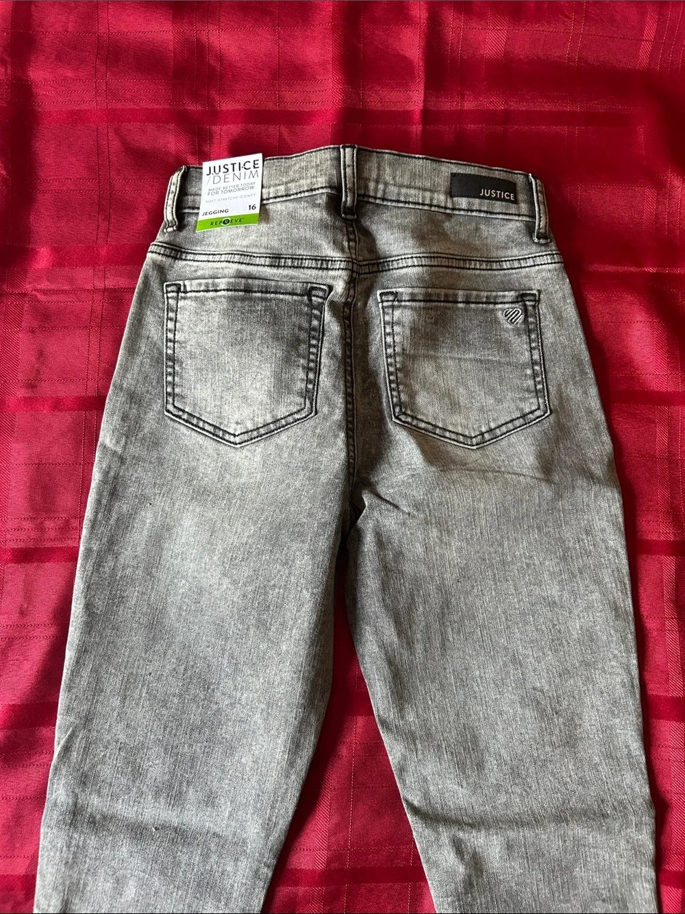 Justice Girls' Gray Acid Wash Jeans with Repreve Tag